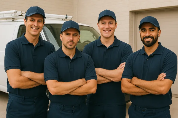4 plumbing technicians posing for the camera from Emergency Plumber San Marcos in San Marcos, TX - Slab Leak Detection